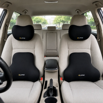 XLINE Lumbar Support Pillow + Car Neck Pillow Kit - Black