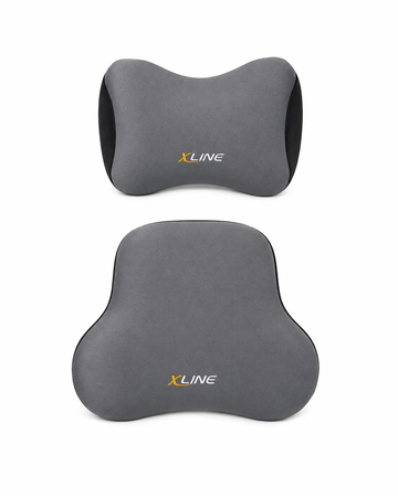 XLINE Lumbar Support Pillow + Car Neck Pillow Kit - Grey