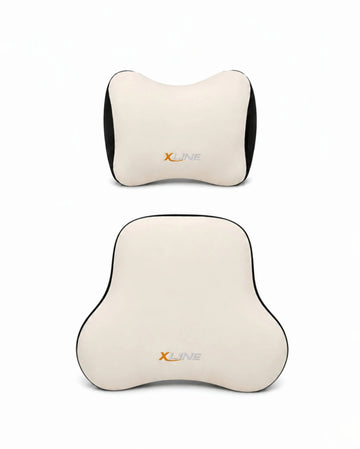 XLINE Lumbar Support Pillow + Car Neck Pillow Kit - Off-White